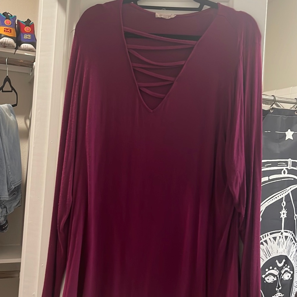 Plus size loralette plum colored shirt